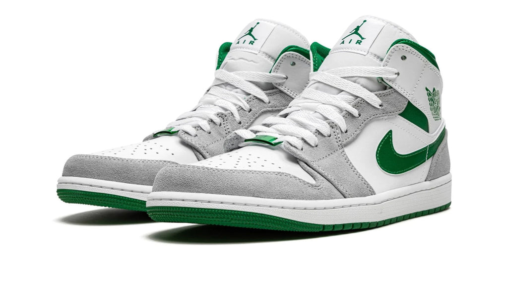 Air Jordan 1 Mid SE Grey Pine Green White | Celtics-Inspired Design